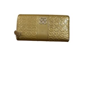Coach Gold Signature Embossed Zip Wallet